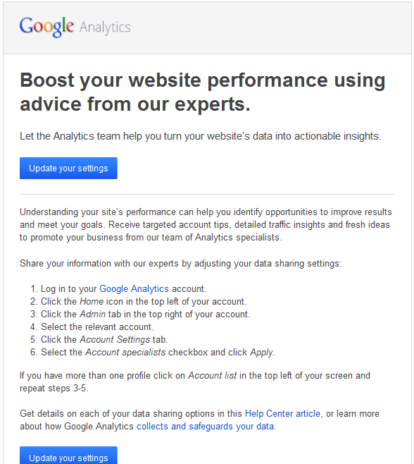 Google Analytics Experts Email